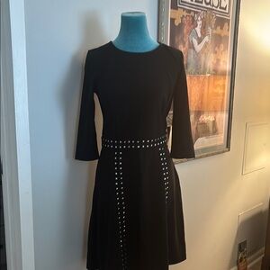 Black Fitted Sheath Dress with 3/4 Sleeves